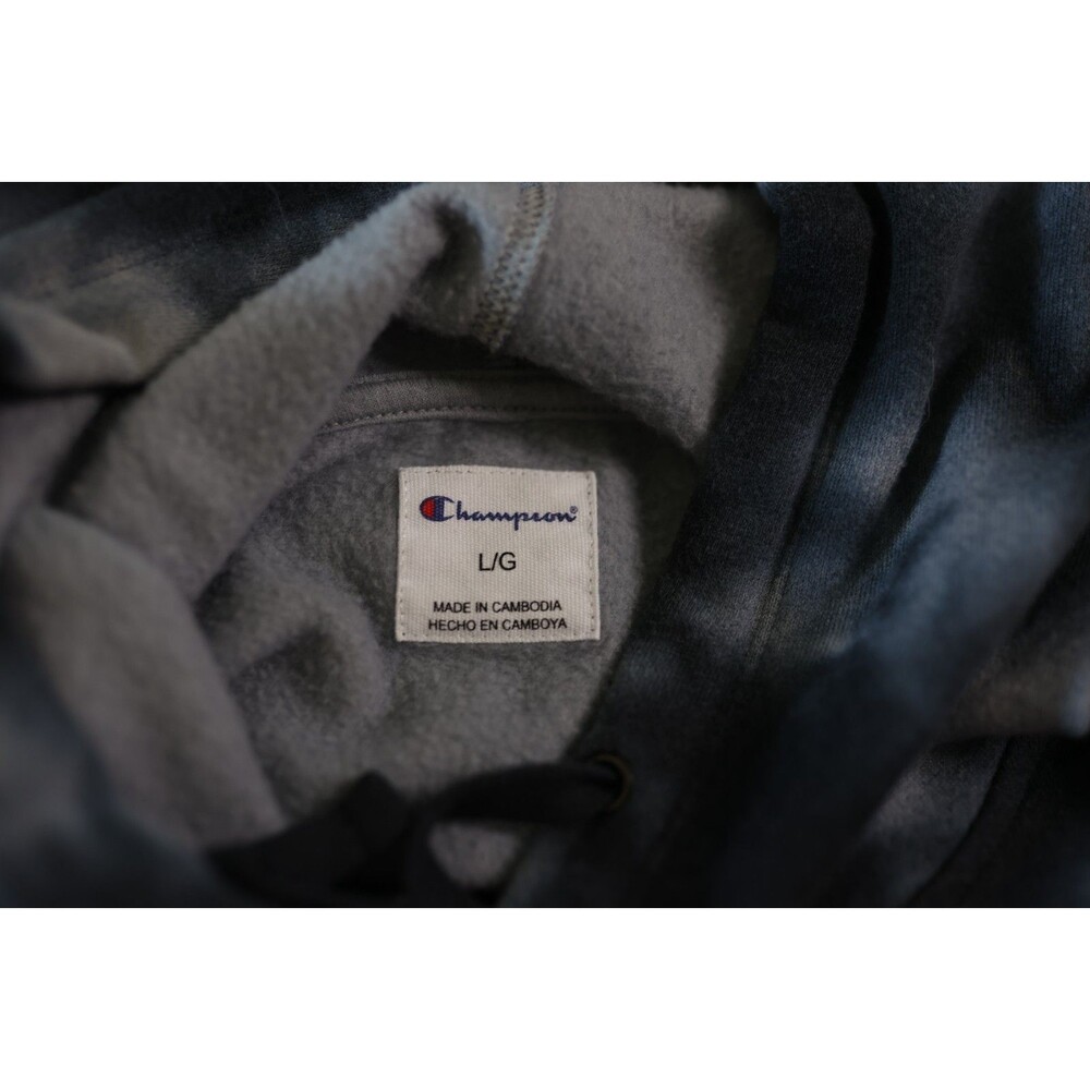 Champion Women's Black/Grey Tie Dye Pullover Hoodie Spellout Soft Large - Picture 8 of 9